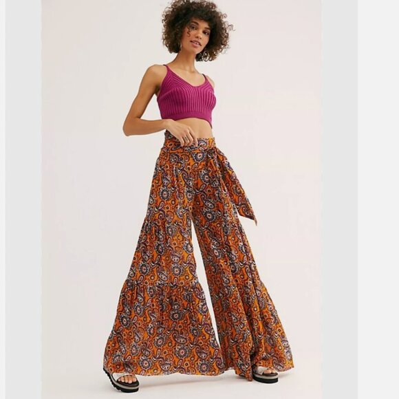 Free People Pants - Free People One Aloha Wide Leg Pants Crepe Paisley Print Boho Beach Festival
